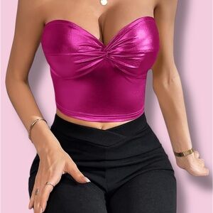 SHEIN Fuchsia Strapless Crop Top